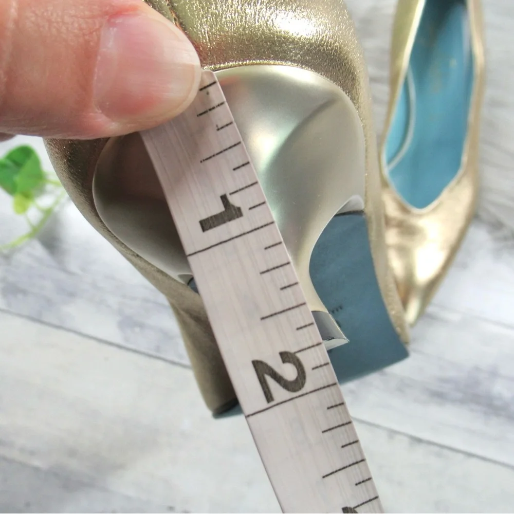 THIERRY RABOTIN Gold Napa Pointed Toe Kitten Heel Pumps Women's 40.5 US Size 10